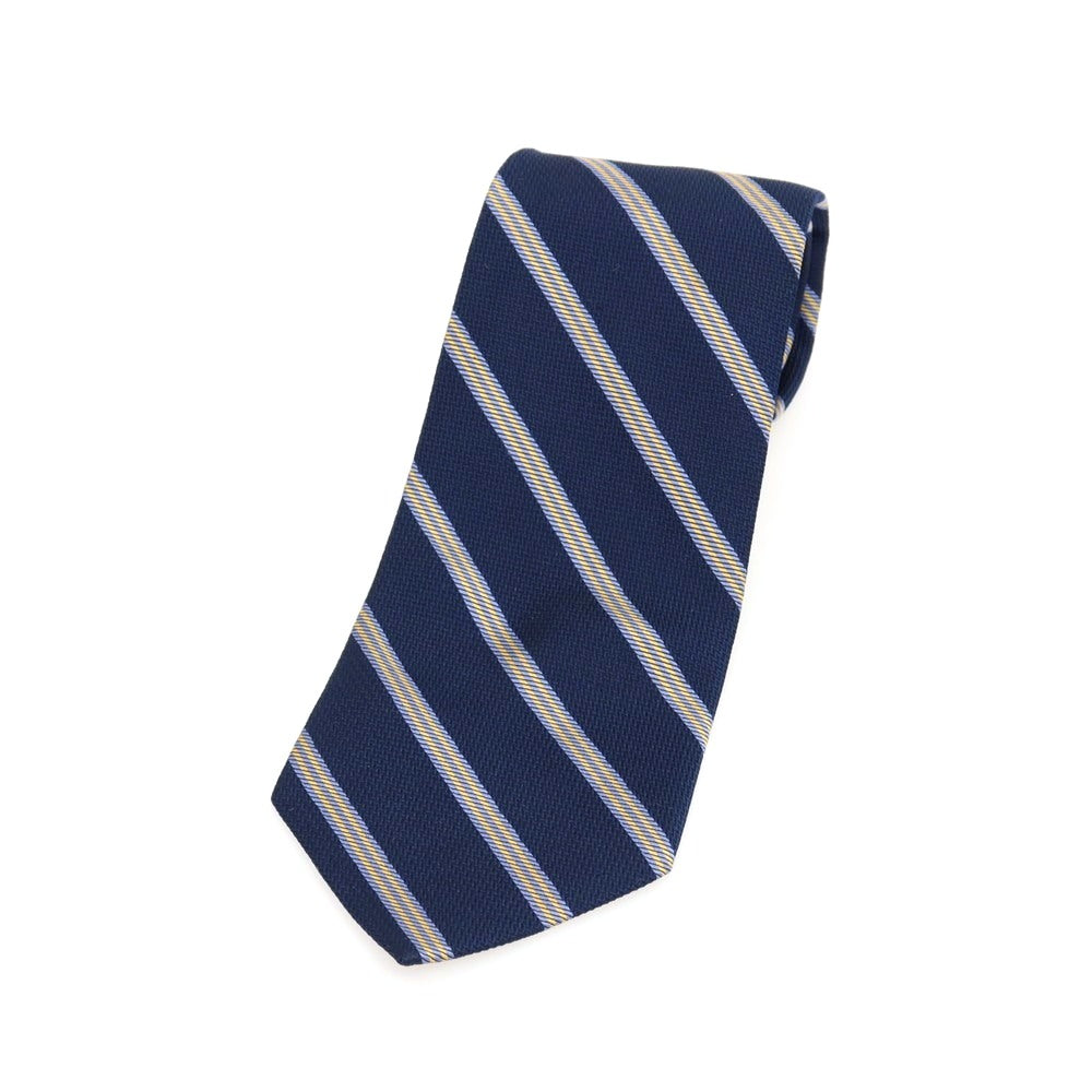 【中古】ブルックスブラザーズ Brooks Brothers シルク系 ストライプ柄ネクタイ ネイビーxイエロー【 状態ランクC 】【 メンズ 】