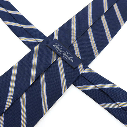 【中古】ブルックスブラザーズ Brooks Brothers シルク系 ストライプ柄ネクタイ ネイビーxイエロー【 状態ランクC 】【 メンズ 】