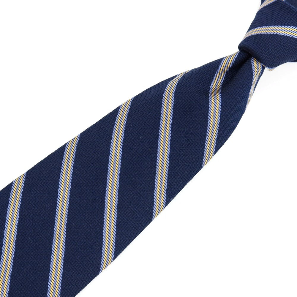 【中古】ブルックスブラザーズ Brooks Brothers シルク系 ストライプ柄ネクタイ ネイビーxイエロー【 状態ランクC 】【 メンズ 】