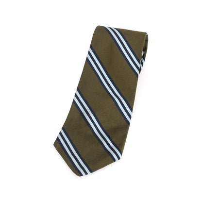 【中古】ブルックスブラザーズ Brooks Brothers MAKERS シルク ストライプ柄ネクタイ オリーブxネイビー【 状態ランクB 】【 メンズ 】