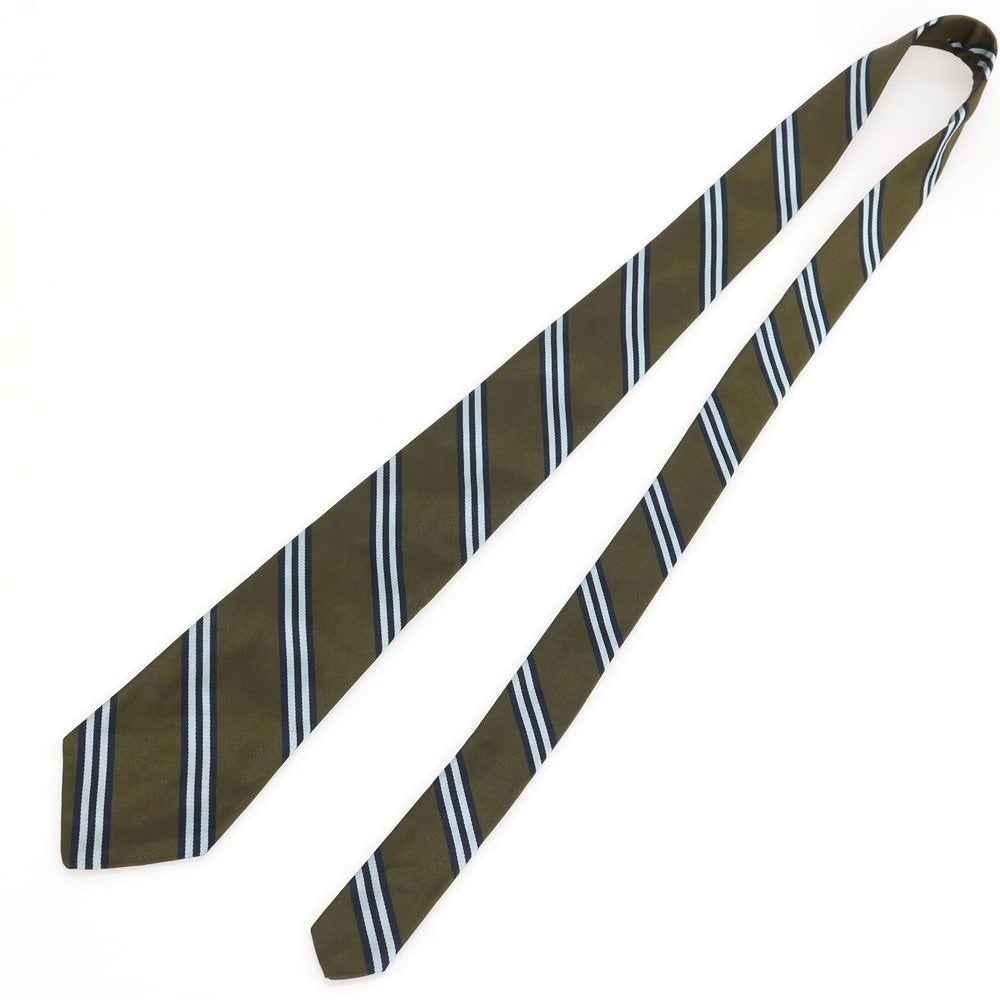 【中古】ブルックスブラザーズ Brooks Brothers MAKERS シルク ストライプ柄ネクタイ オリーブxネイビー【 状態ランクB 】【 メンズ 】