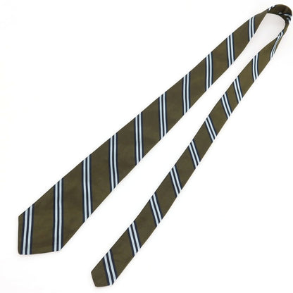【中古】ブルックスブラザーズ Brooks Brothers MAKERS シルク ストライプ柄ネクタイ オリーブxネイビー【 状態ランクB 】【 メンズ 】
