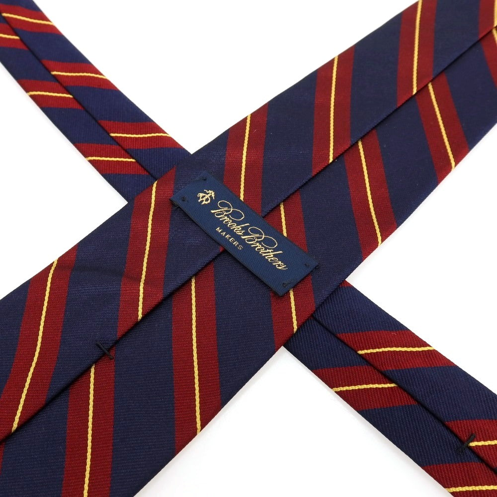 【中古】ブルックスブラザーズ Brooks Brothers MAKERS シルク ストライプ柄ネクタイ ネイビーxレッド【 状態ランクB 】【 メンズ 】