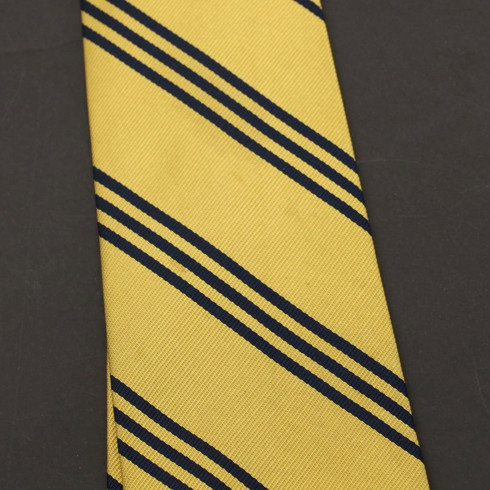 【中古】ブルックスブラザーズ Brooks Brothers MAKERS シルク ストライプ柄ネクタイ イエローxネイビー【 状態ランクC 】【 メンズ 】