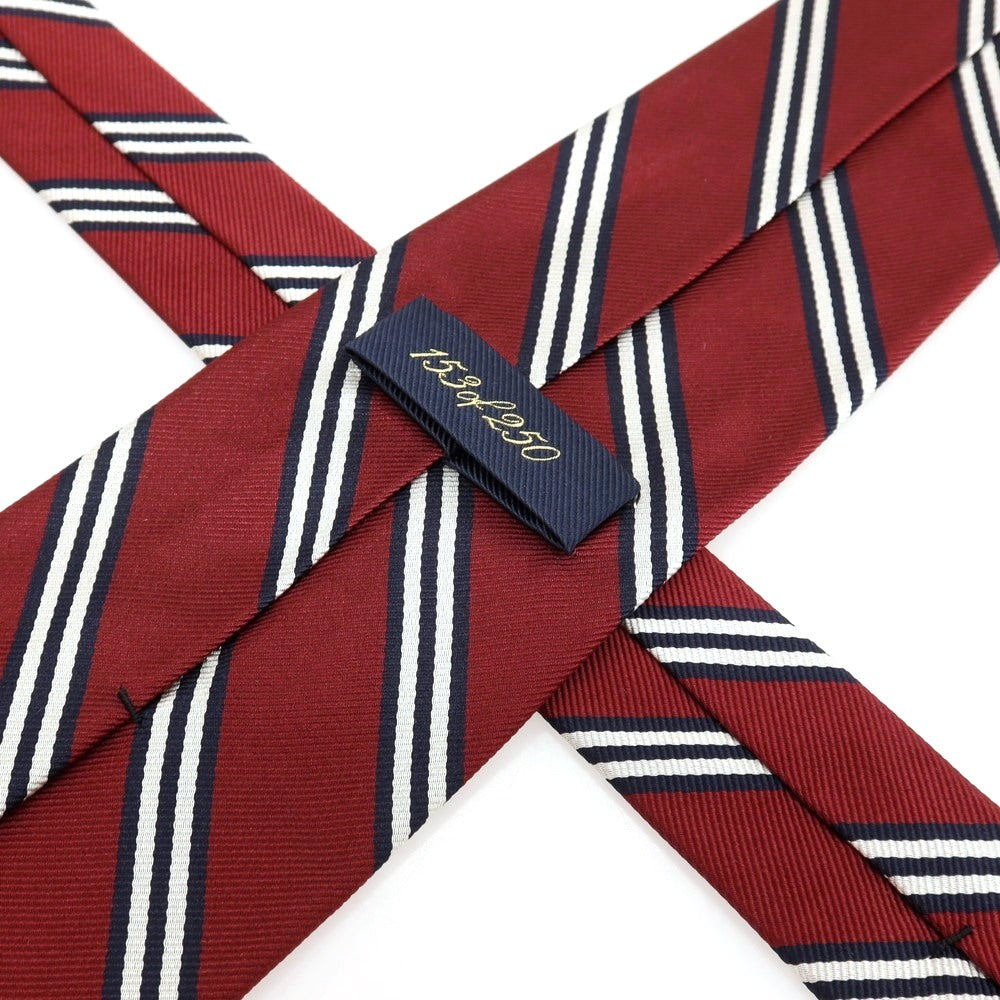 【中古】ブルックスブラザーズ Brooks Brothers 日本上陸25周年記念 シルク ストライプ柄ネクタイ レッドxネイビー【 状態ランクB 】【 メンズ 】