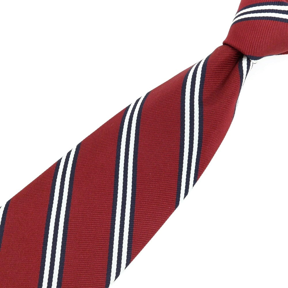 【中古】ブルックスブラザーズ Brooks Brothers 日本上陸25周年記念 シルク ストライプ柄ネクタイ レッドxネイビー【 状態ランクB 】【 メンズ 】