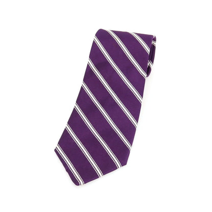 【中古】ブルックスブラザーズ Brooks Brothers makers and merchants シルク ストライプ柄ネクタイ パープルxホワイト【 状態ランクC 】【 メンズ 】