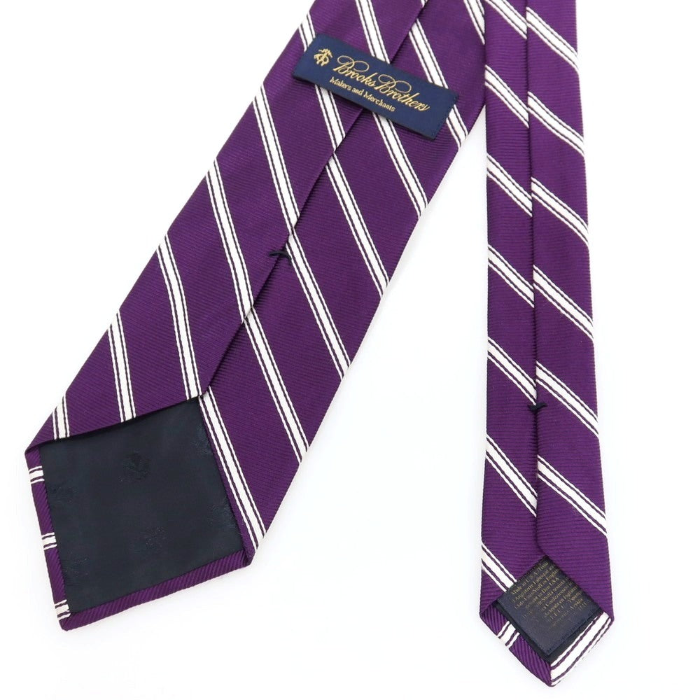 【中古】ブルックスブラザーズ Brooks Brothers makers and merchants シルク ストライプ柄ネクタイ パープルxホワイト【 状態ランクC 】【 メンズ 】
