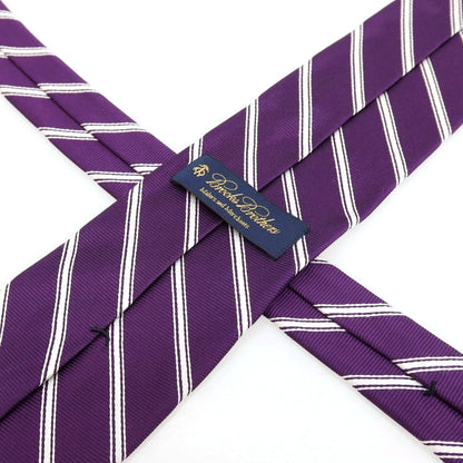 【中古】ブルックスブラザーズ Brooks Brothers makers and merchants シルク ストライプ柄ネクタイ パープルxホワイト【 状態ランクC 】【 メンズ 】