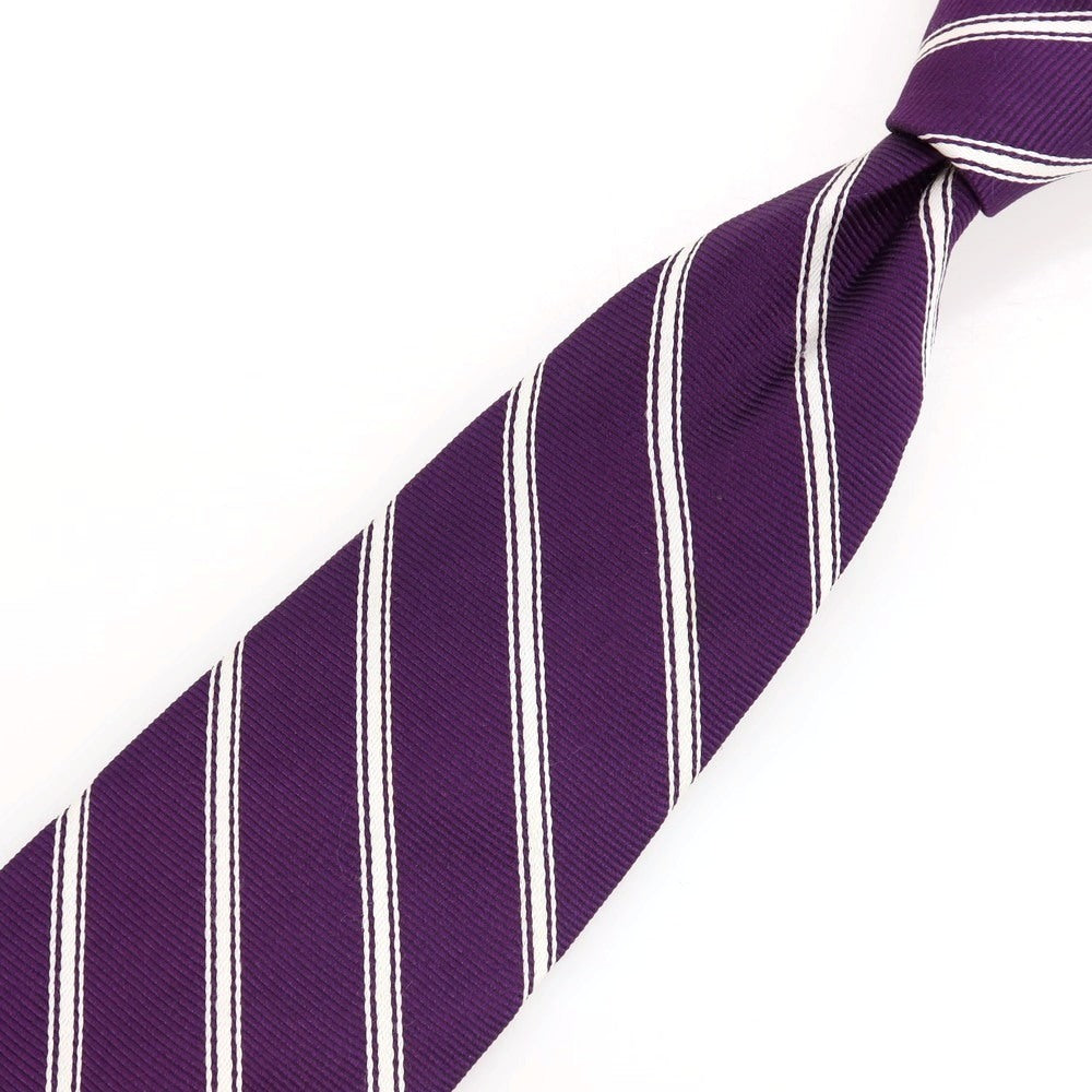【中古】ブルックスブラザーズ Brooks Brothers makers and merchants シルク ストライプ柄ネクタイ パープルxホワイト【 状態ランクC 】【 メンズ 】