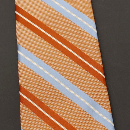【中古】ブルックスブラザーズ Brooks Brothers MAKERS シルク ストライプ柄ネクタイ オレンジxライトブルー【 状態ランクB 】【 メンズ 】