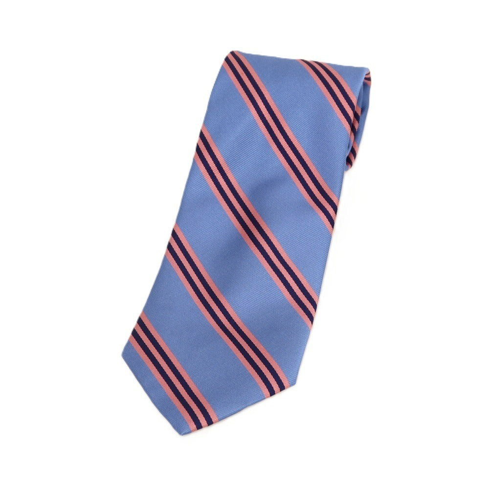 【中古】ブルックスブラザーズ Brooks Brothers MAKERS シルク ストライプ柄ネクタイ ライトブルーxピンク【 状態ランクB 】【 メンズ 】