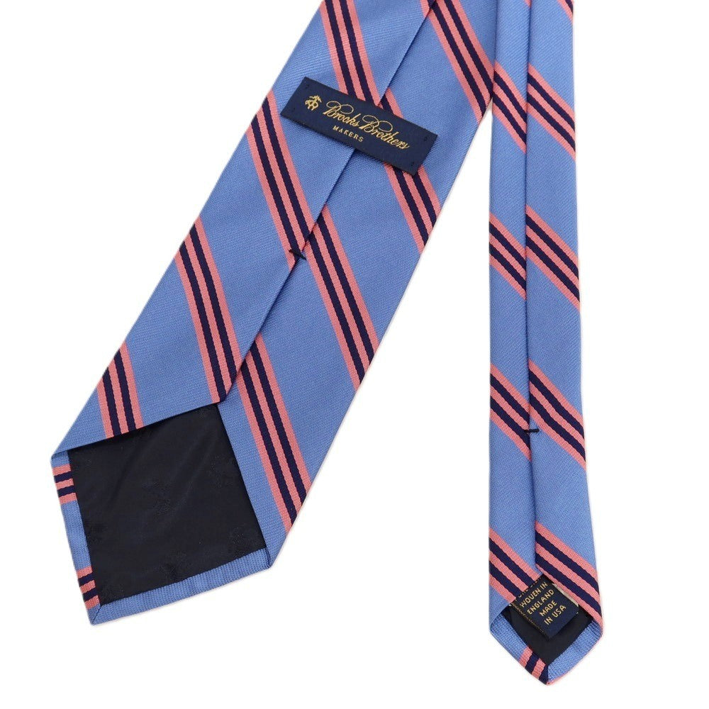 【中古】ブルックスブラザーズ Brooks Brothers MAKERS シルク ストライプ柄ネクタイ ライトブルーxピンク【 状態ランクB 】【 メンズ 】
