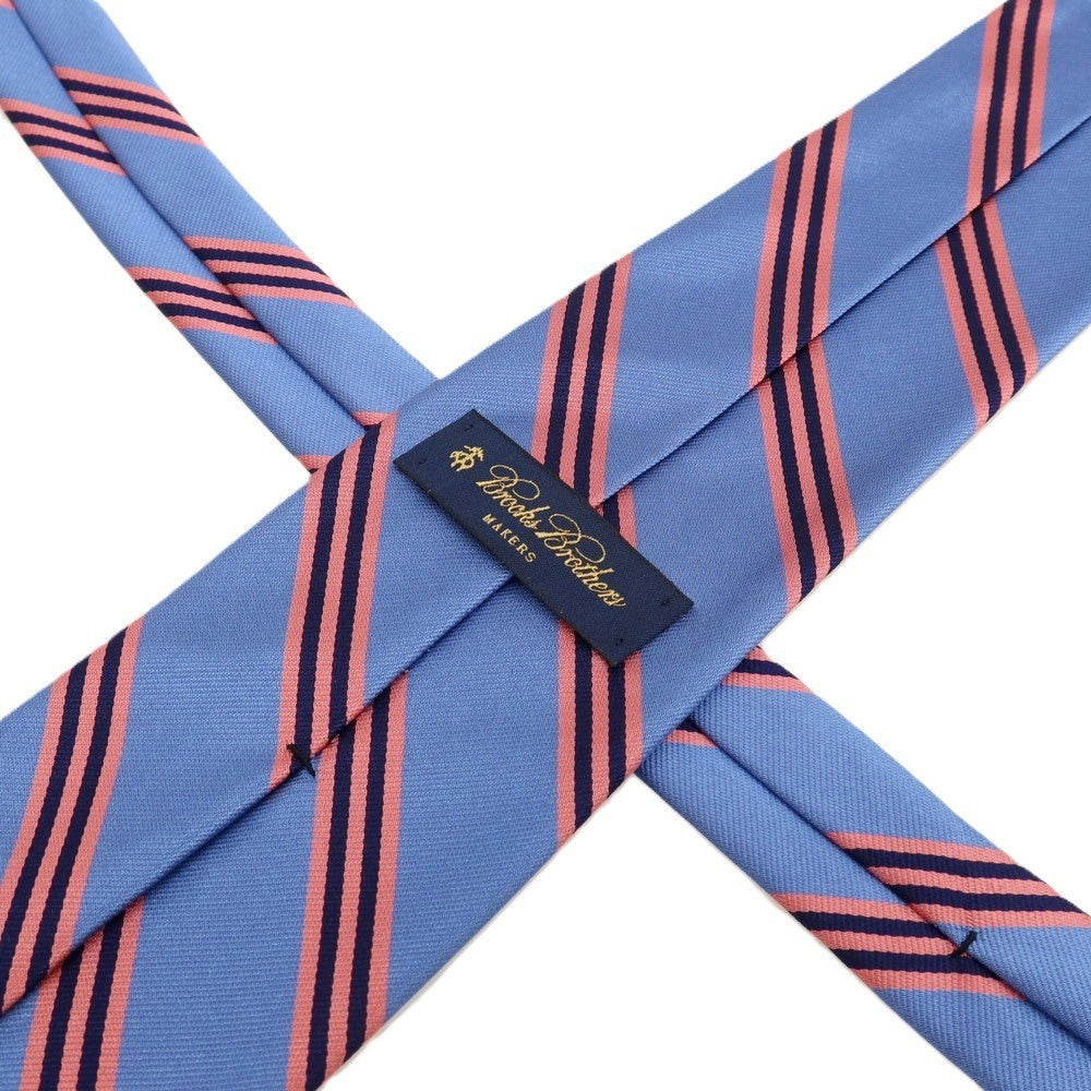 【中古】ブルックスブラザーズ Brooks Brothers MAKERS シルク ストライプ柄ネクタイ ライトブルーxピンク【 状態ランクB 】【 メンズ 】