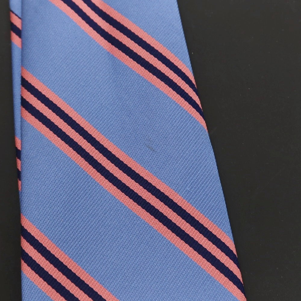 【中古】ブルックスブラザーズ Brooks Brothers MAKERS シルク ストライプ柄ネクタイ ライトブルーxピンク【 状態ランクB 】【 メンズ 】