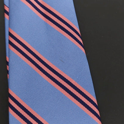 【中古】ブルックスブラザーズ Brooks Brothers MAKERS シルク ストライプ柄ネクタイ ライトブルーxピンク【 状態ランクB 】【 メンズ 】