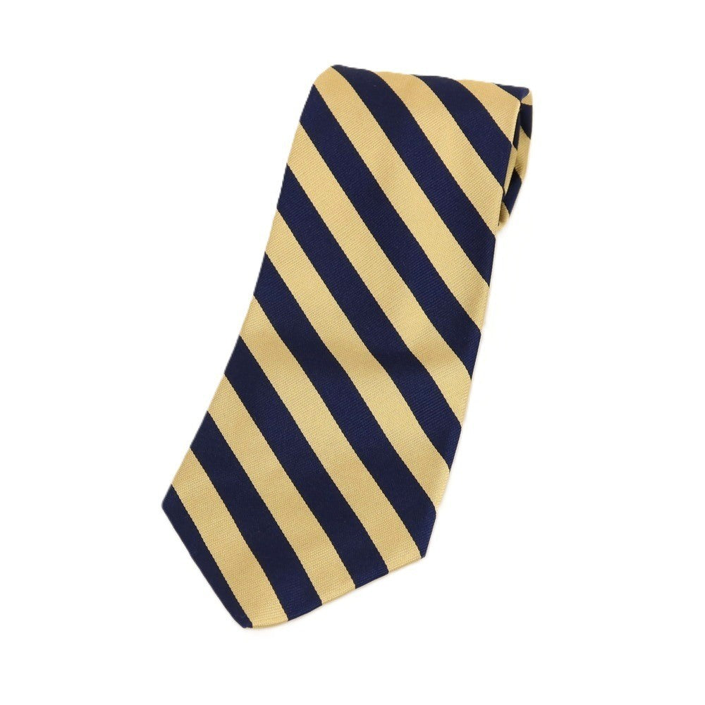 【中古】ブルックスブラザーズ Brooks Brothers MAKERS シルク ストライプ柄ネクタイ ネイビーxイエローベージュ系【 状態ランクB 】【 メンズ 】
