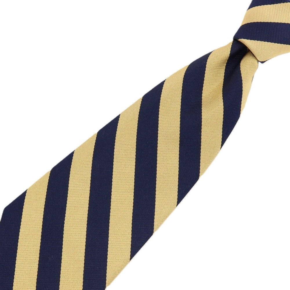 【中古】ブルックスブラザーズ Brooks Brothers MAKERS シルク ストライプ柄ネクタイ ネイビーxイエローベージュ系【 状態ランクB 】【 メンズ 】