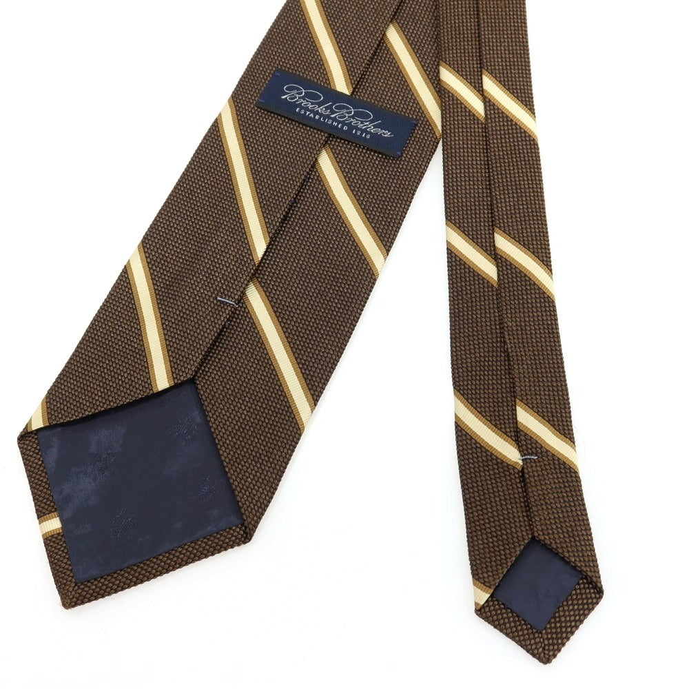 【中古】ブルックスブラザーズ Brooks Brothers シルク系 ストライプ柄ネクタイ ブラウンxカーキ【 状態ランクB 】【 メンズ 】