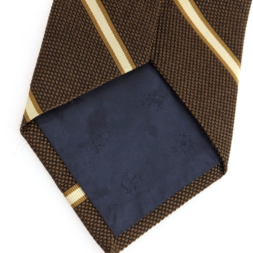 【中古】ブルックスブラザーズ Brooks Brothers シルク系 ストライプ柄ネクタイ ブラウンxカーキ【 状態ランクB 】【 メンズ 】