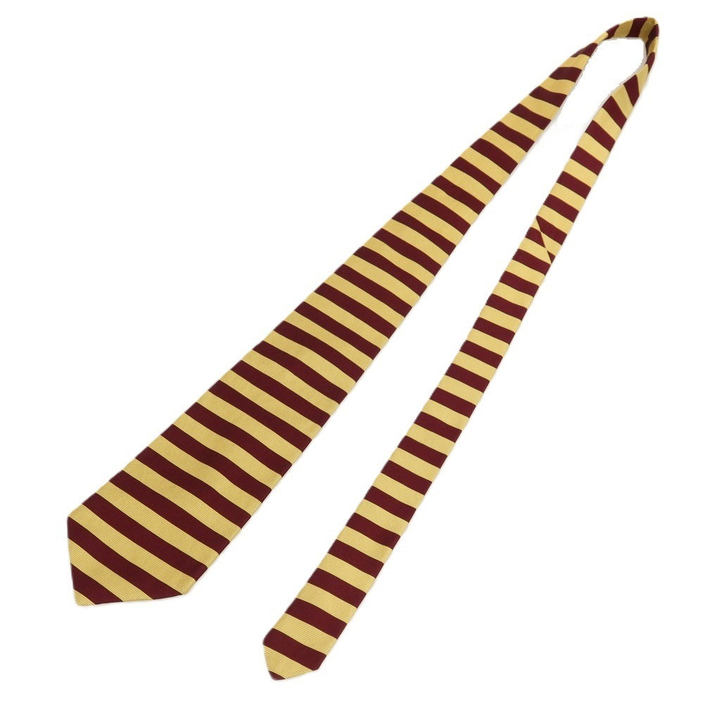 【中古】ブルックスブラザーズ Brooks Brothers MAKERS シルク ボーダー柄ネクタイ イエローxバーガンディ【 状態ランクB 】【 メンズ 】