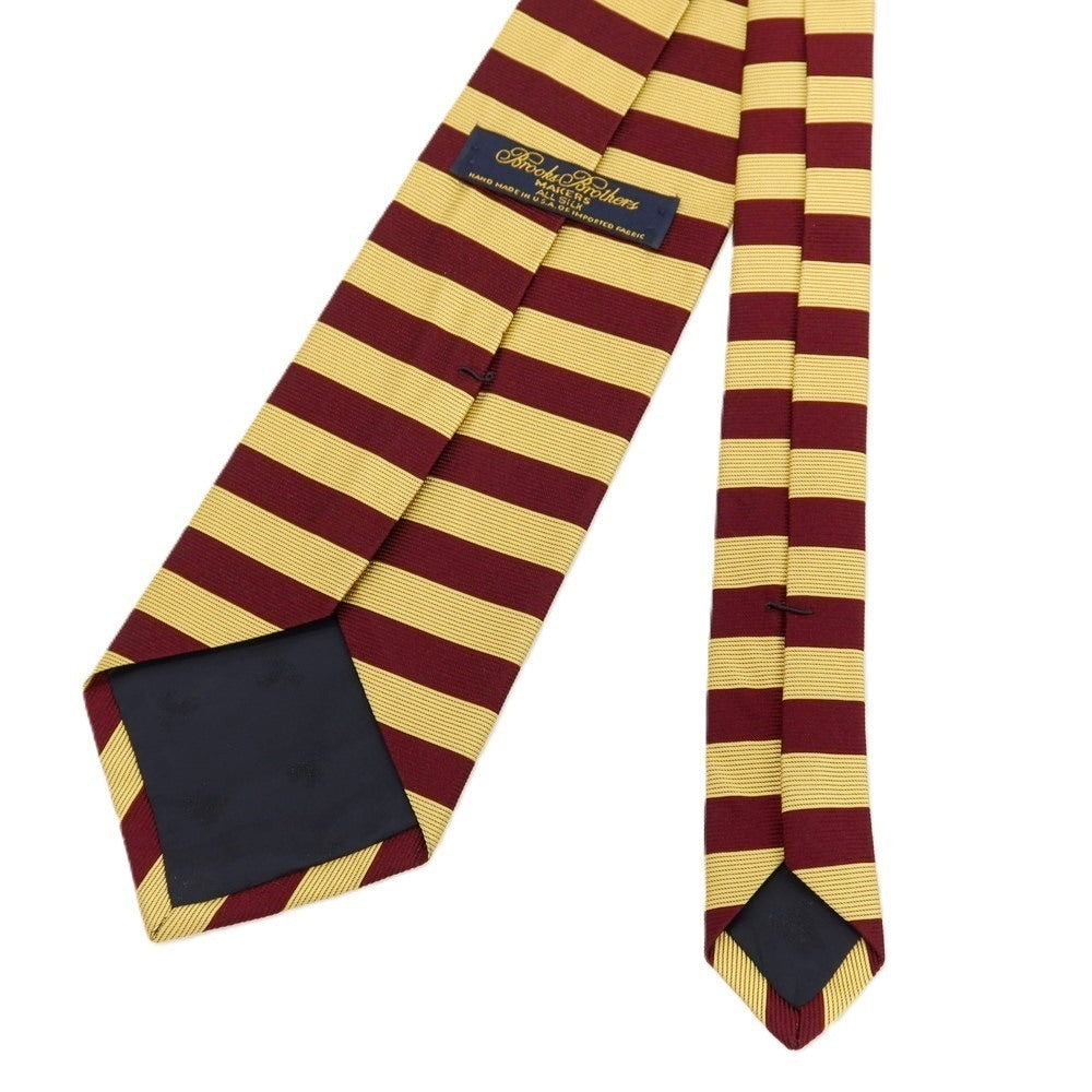 【中古】ブルックスブラザーズ Brooks Brothers MAKERS シルク ボーダー柄ネクタイ イエローxバーガンディ【 状態ランクB 】【 メンズ 】