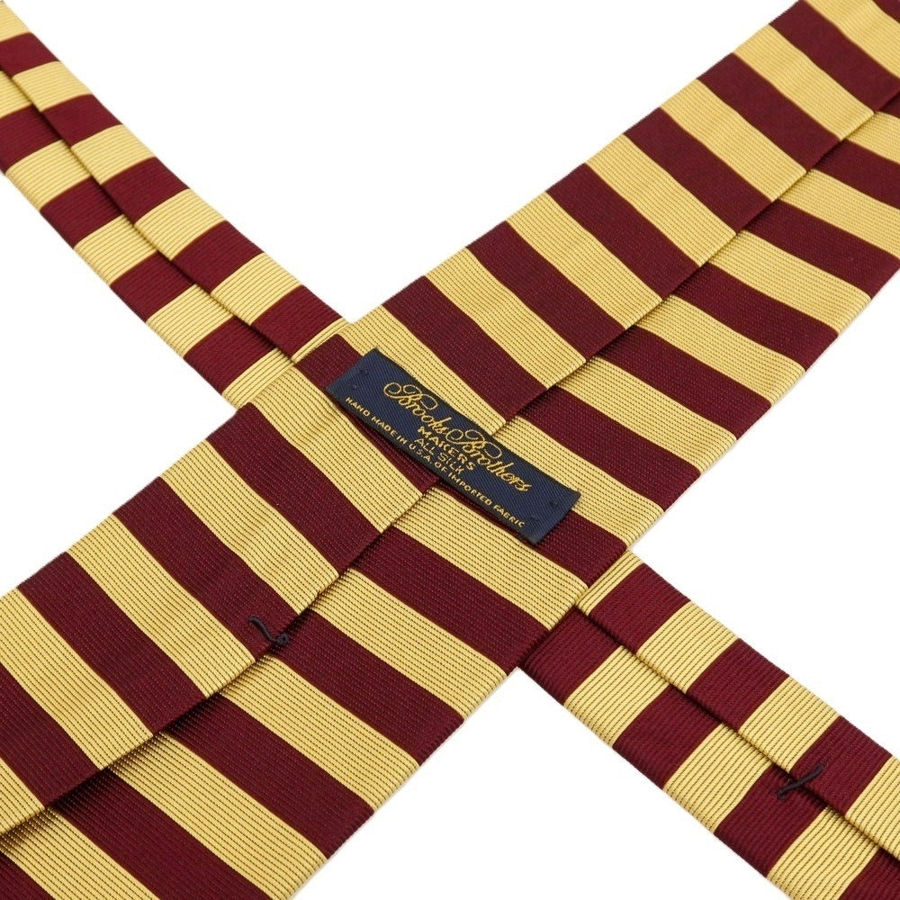 【中古】ブルックスブラザーズ Brooks Brothers MAKERS シルク ボーダー柄ネクタイ イエローxバーガンディ【 状態ランクB 】【 メンズ 】