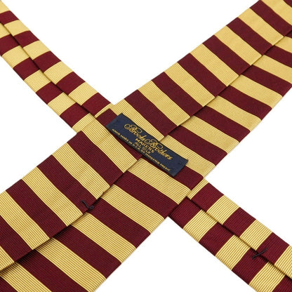 【中古】ブルックスブラザーズ Brooks Brothers MAKERS シルク ボーダー柄ネクタイ イエローxバーガンディ【 状態ランクB 】【 メンズ 】