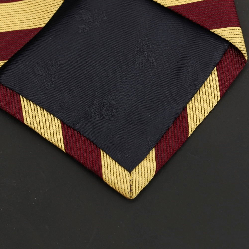 【中古】ブルックスブラザーズ Brooks Brothers MAKERS シルク ボーダー柄ネクタイ イエローxバーガンディ【 状態ランクB 】【 メンズ 】