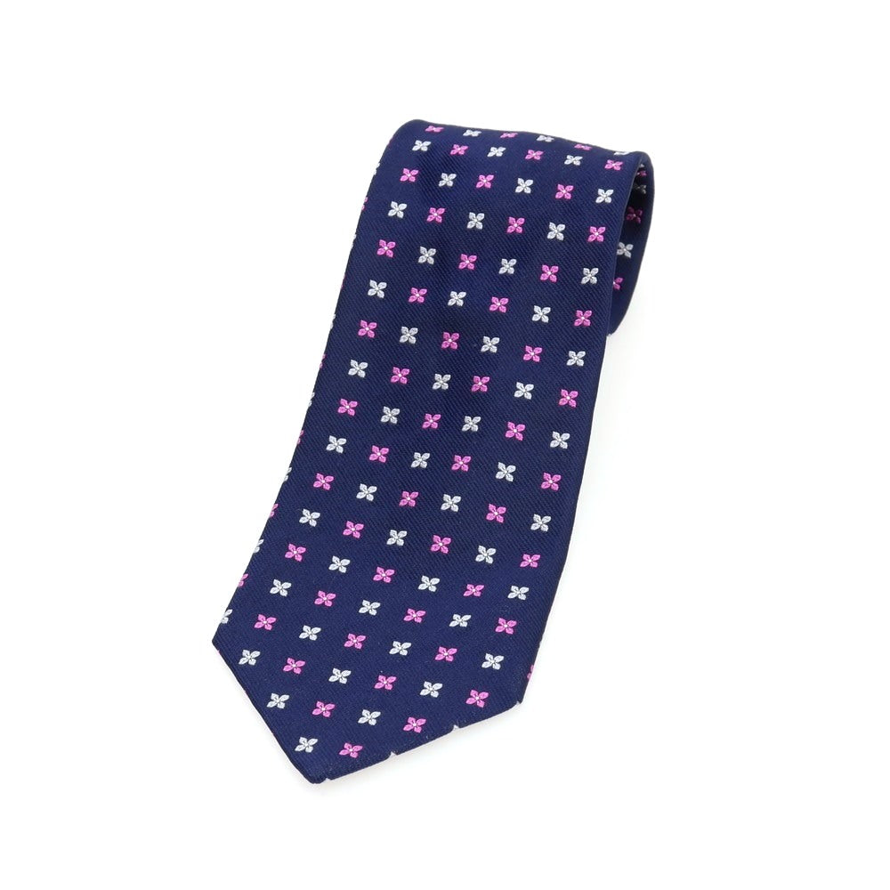 【中古】ブルックスブラザーズ Brooks Brothers MAKERS シルク 花小紋柄ネクタイ ネイビーxピンク【 状態ランクC 】【 メンズ 】