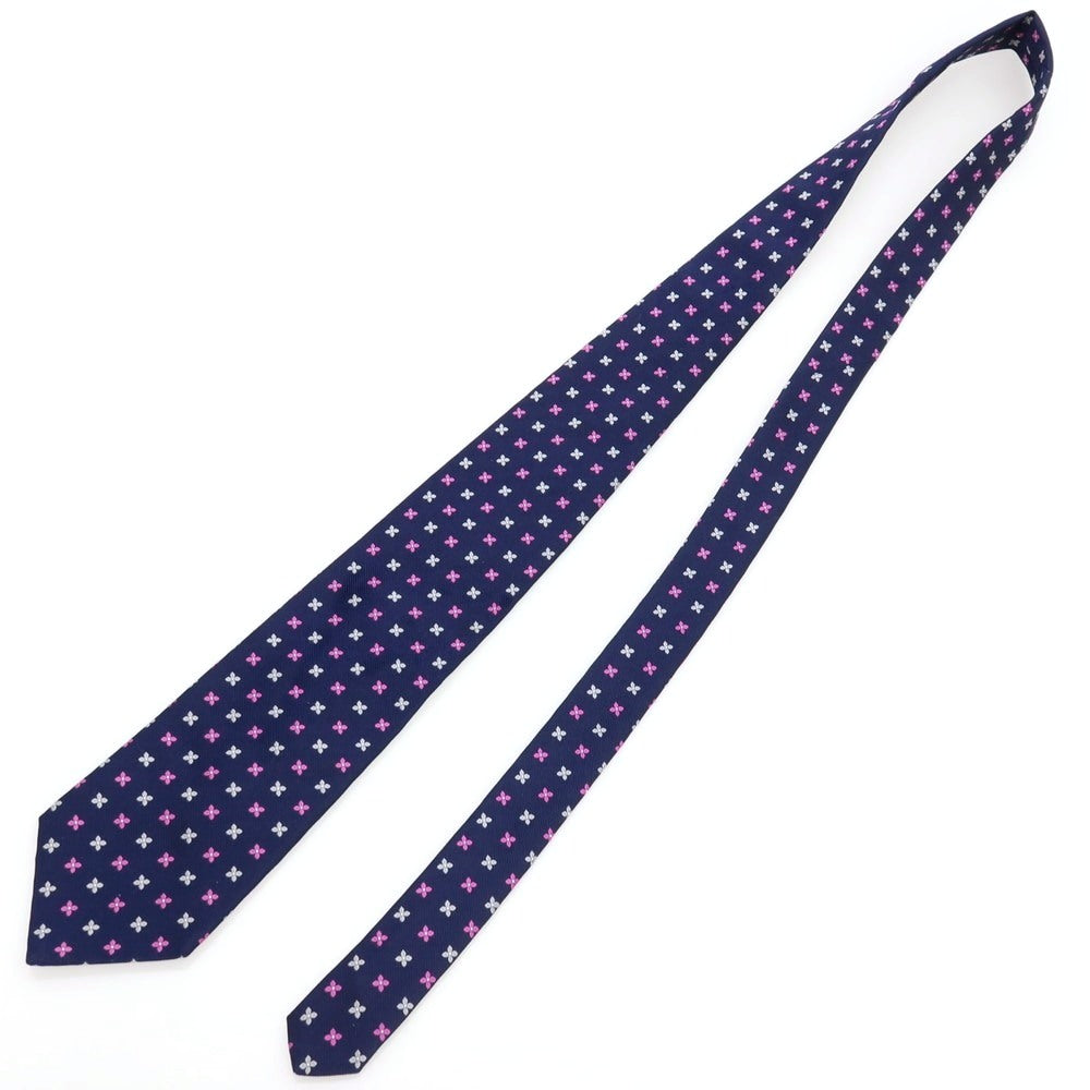 【中古】ブルックスブラザーズ Brooks Brothers MAKERS シルク 花小紋柄ネクタイ ネイビーxピンク【 状態ランクC 】【 メンズ 】