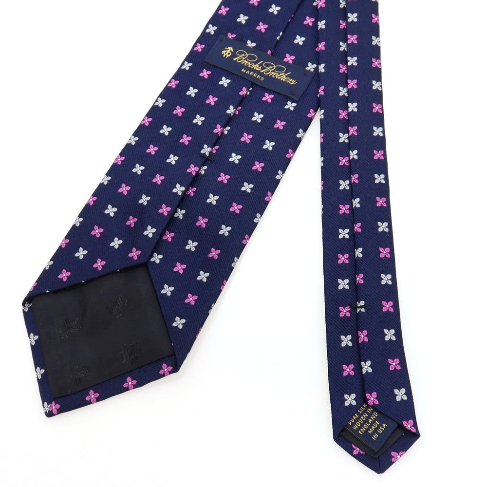 【中古】ブルックスブラザーズ Brooks Brothers MAKERS シルク 花小紋柄ネクタイ ネイビーxピンク【 状態ランクC 】【 メンズ 】