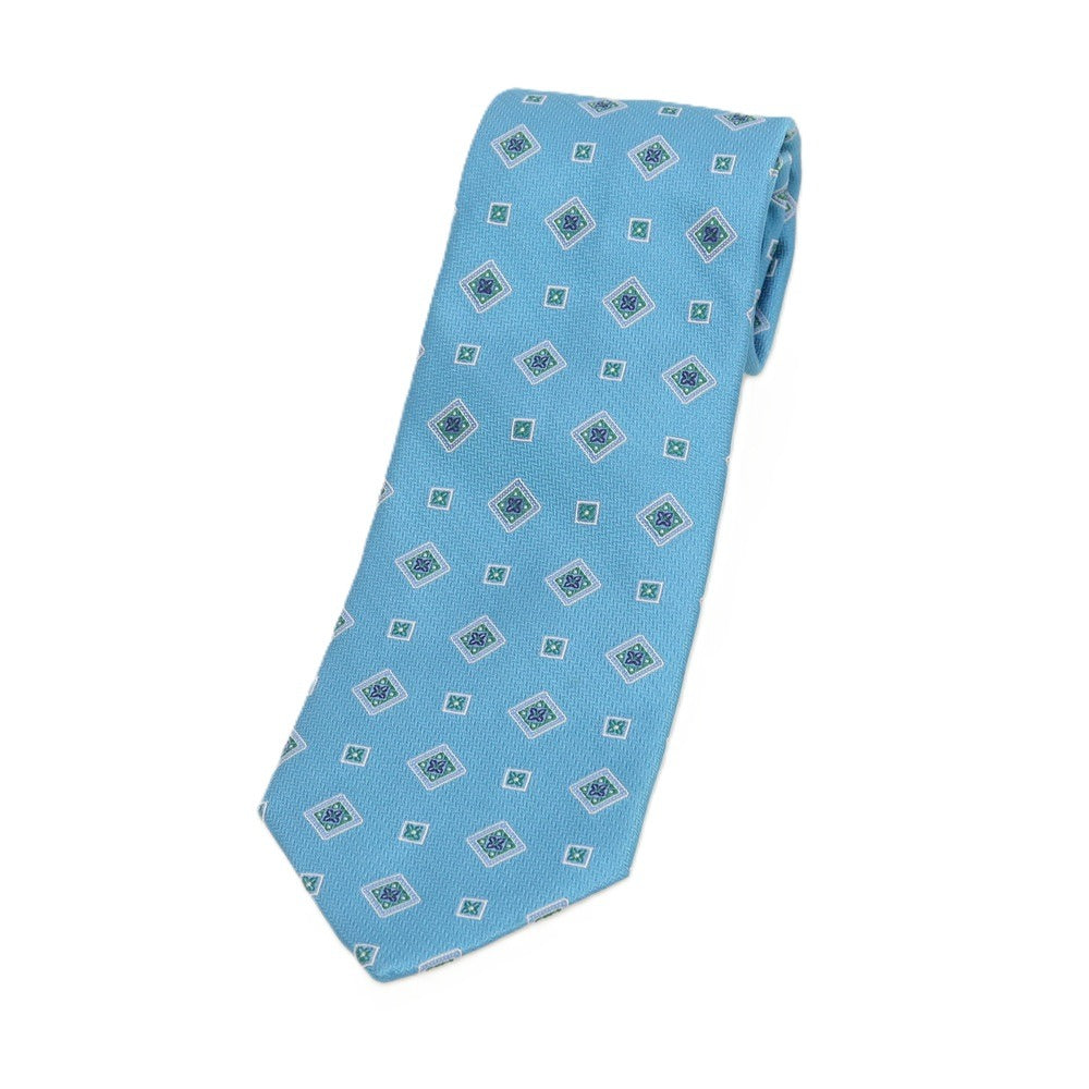 【中古】ブルックスブラザーズ Brooks Brothers makers and merchants シルク 小紋柄ネクタイ ライトブルーxグリーン【 状態ランクC 】【 メンズ 】