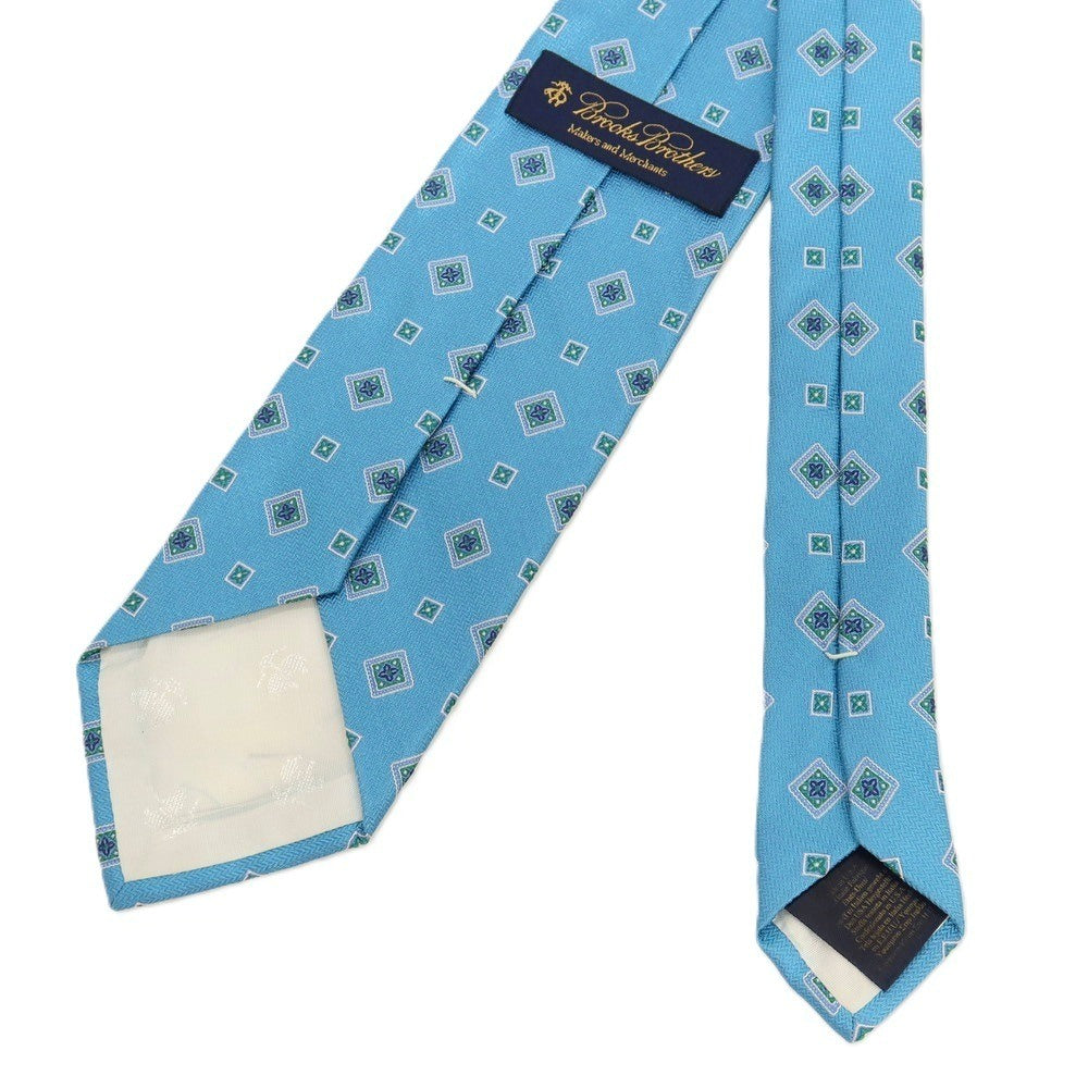【中古】ブルックスブラザーズ Brooks Brothers makers and merchants シルク 小紋柄ネクタイ ライトブルーxグリーン【 状態ランクC 】【 メンズ 】