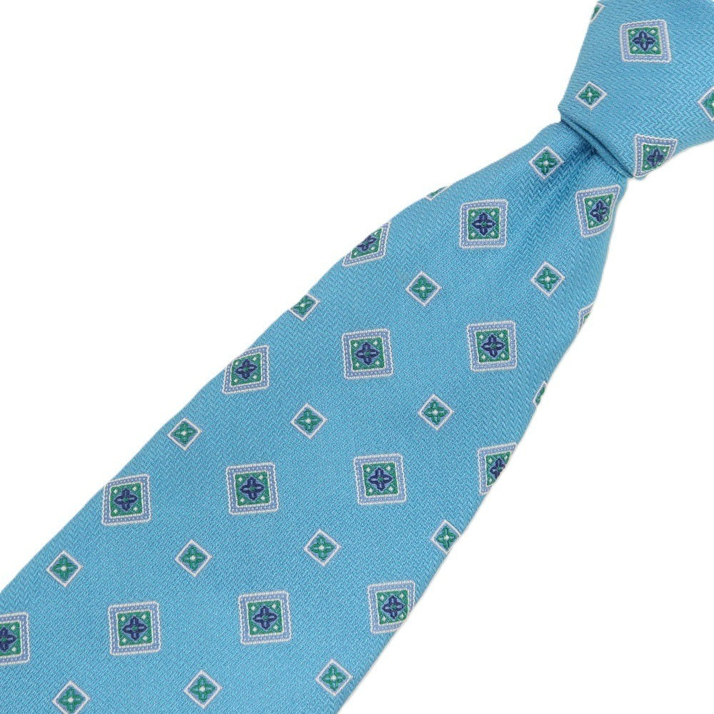 【中古】ブルックスブラザーズ Brooks Brothers makers and merchants シルク 小紋柄ネクタイ ライトブルーxグリーン【 状態ランクC 】【 メンズ 】