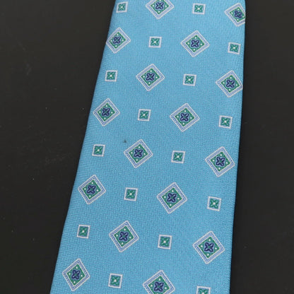 【中古】ブルックスブラザーズ Brooks Brothers makers and merchants シルク 小紋柄ネクタイ ライトブルーxグリーン【 状態ランクC 】【 メンズ 】