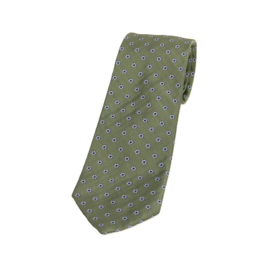 【中古】ブルックスブラザーズ Brooks Brothers MAKERS シルク 花小紋柄ネクタイ グリーンxライトブルー【 状態ランクB 】【 メンズ 】