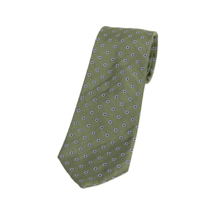 【中古】ブルックスブラザーズ Brooks Brothers MAKERS シルク 花小紋柄ネクタイ グリーンxライトブルー【 状態ランクB 】【 メンズ 】