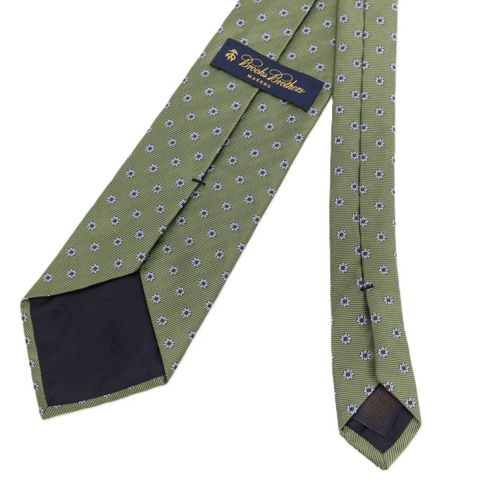 【中古】ブルックスブラザーズ Brooks Brothers MAKERS シルク 花小紋柄ネクタイ グリーンxライトブルー【 状態ランクB 】【 メンズ 】