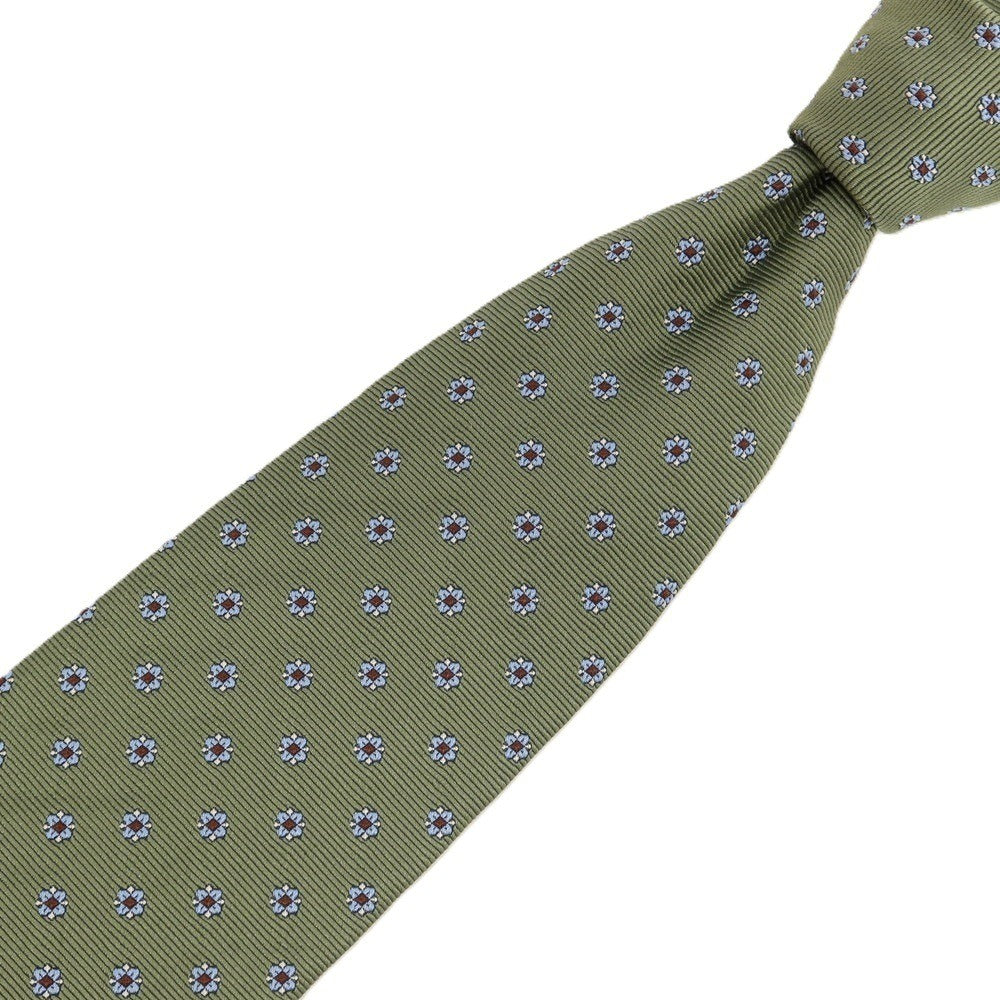 【中古】ブルックスブラザーズ Brooks Brothers MAKERS シルク 花小紋柄ネクタイ グリーンxライトブルー【 状態ランクB 】【 メンズ 】
