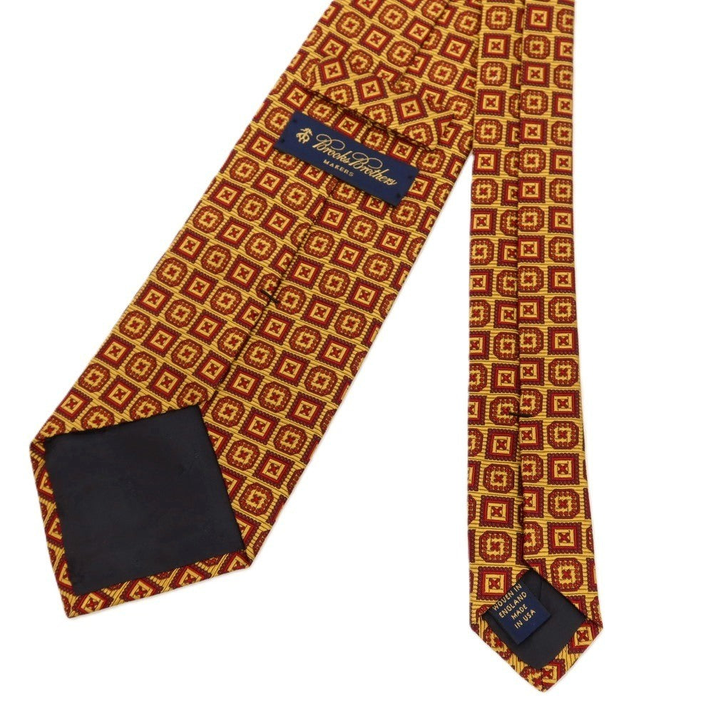 【中古】ブルックスブラザーズ Brooks Brothers MAKERS シルク 小紋柄ネクタイ イエロー系xボルドー【 状態ランクB 】【 メンズ 】