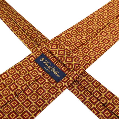 【中古】ブルックスブラザーズ Brooks Brothers MAKERS シルク 小紋柄ネクタイ イエロー系xボルドー【 状態ランクB 】【 メンズ 】