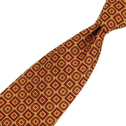 【中古】ブルックスブラザーズ Brooks Brothers MAKERS シルク 小紋柄ネクタイ イエロー系xボルドー【 状態ランクB 】【 メンズ 】