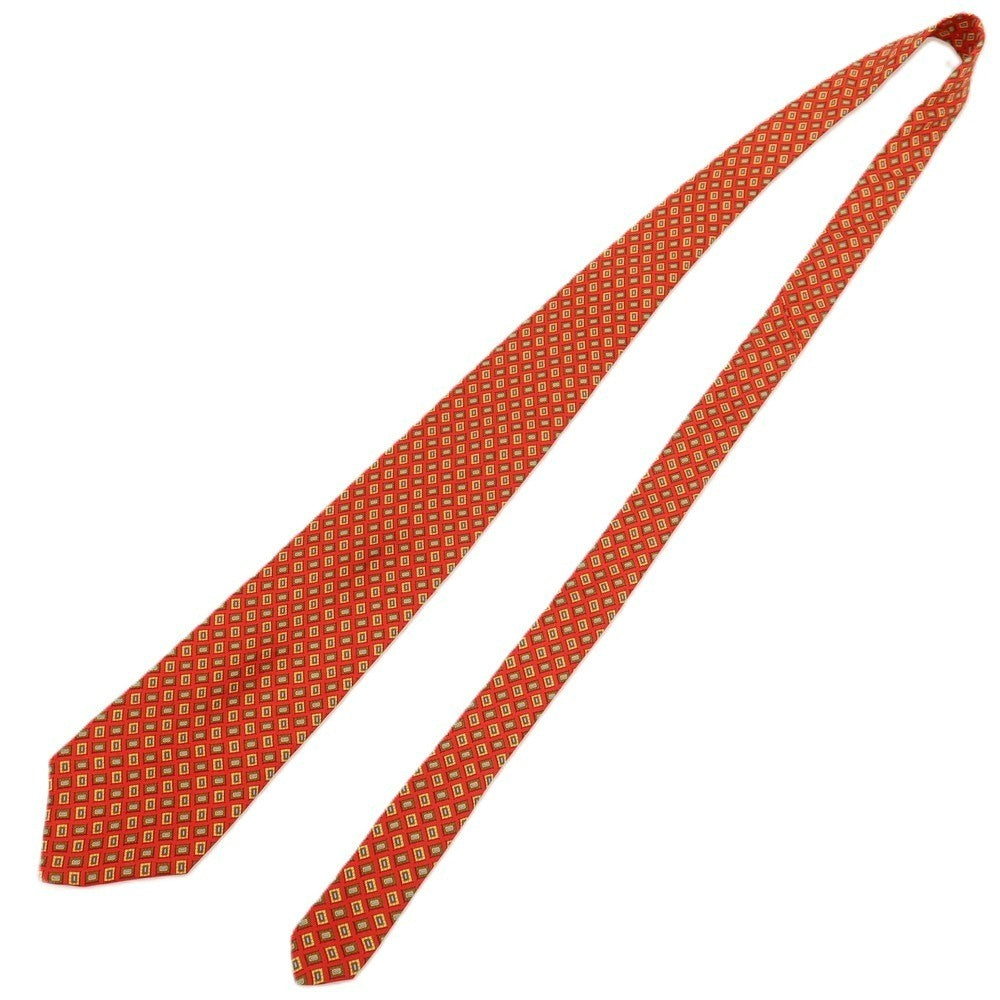 【中古】ブルックスブラザーズ Brooks Brothers MAKERS シルク プリント 小紋柄ネクタイ レッドxイエロー【 状態ランクC 】【 メンズ 】