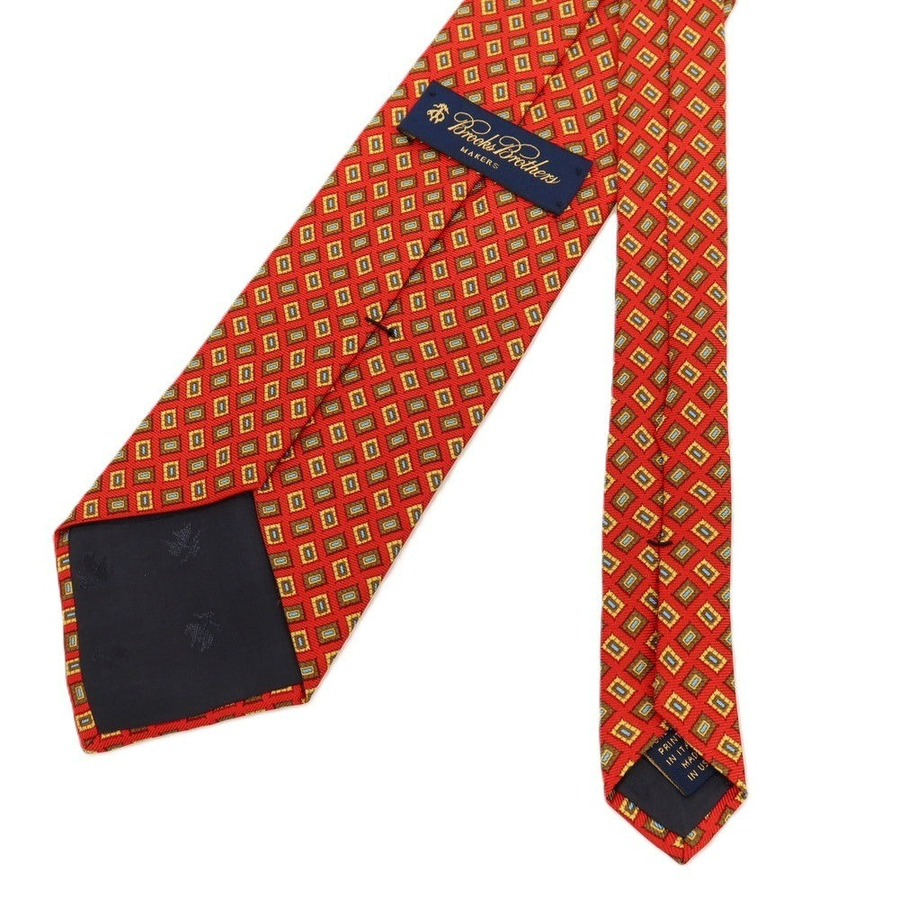 【中古】ブルックスブラザーズ Brooks Brothers MAKERS シルク プリント 小紋柄ネクタイ レッドxイエロー【 状態ランクC 】【 メンズ 】