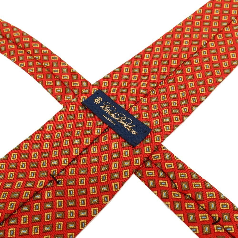 【中古】ブルックスブラザーズ Brooks Brothers MAKERS シルク プリント 小紋柄ネクタイ レッドxイエロー【 状態ランクC 】【 メンズ 】