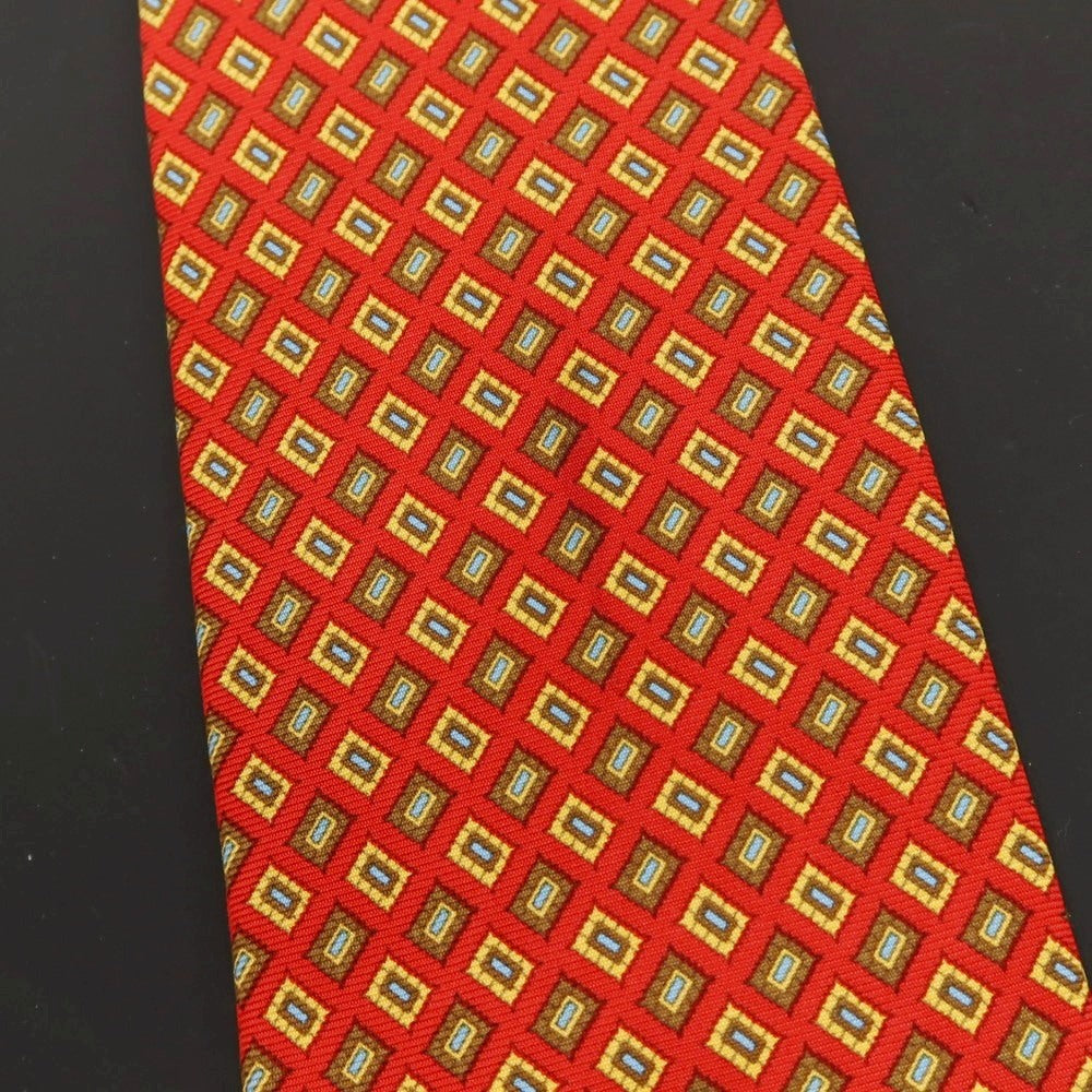 【中古】ブルックスブラザーズ Brooks Brothers MAKERS シルク プリント 小紋柄ネクタイ レッドxイエロー【 状態ランクC 】【 メンズ 】