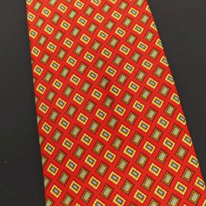 【中古】ブルックスブラザーズ Brooks Brothers MAKERS シルク プリント 小紋柄ネクタイ レッドxイエロー【 状態ランクC 】【 メンズ 】