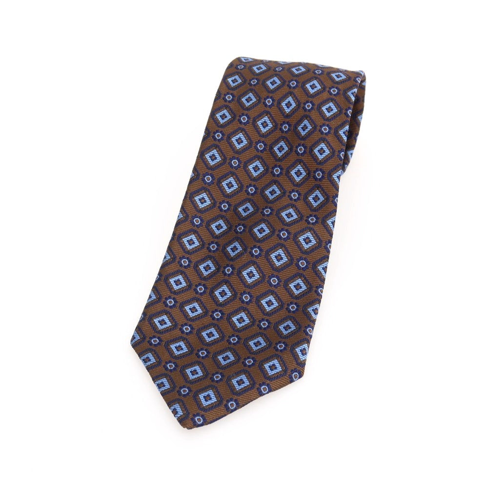 【中古】ブルックスブラザーズ Brooks Brothers MAKERS シルク 小紋柄ネクタイ ブラウンxブルー【 状態ランクB 】【 メンズ 】