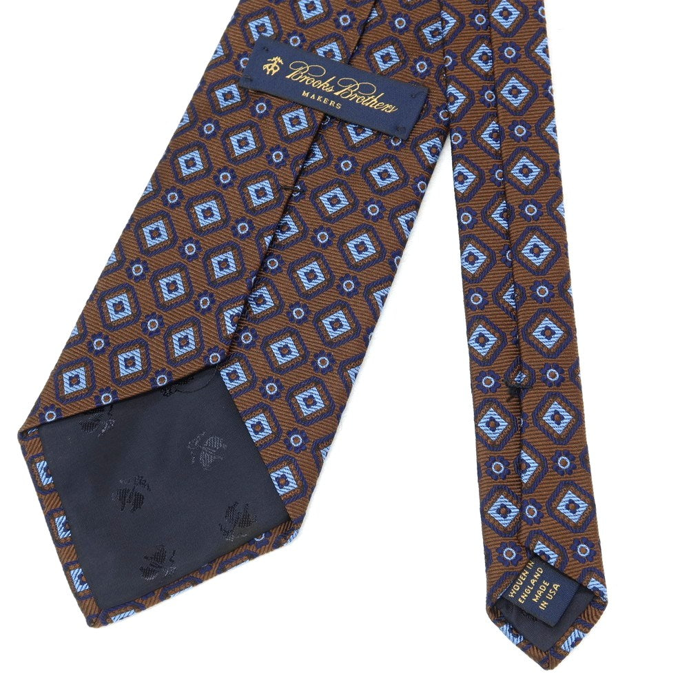 【中古】ブルックスブラザーズ Brooks Brothers MAKERS シルク 小紋柄ネクタイ ブラウンxブルー【 状態ランクB 】【 メンズ 】